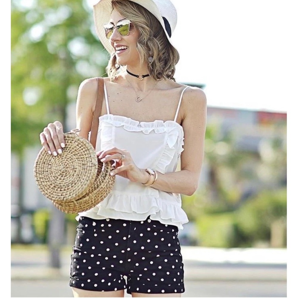 FOREVER 21 Black Polka Dot Shorts Lightweight Sz L NWOT